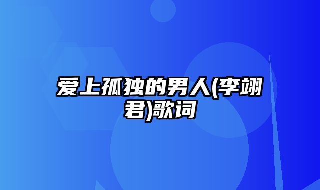 爱上孤独的男人(李翊君)歌词