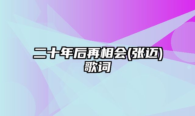 二十年后再相会(张迈)歌词