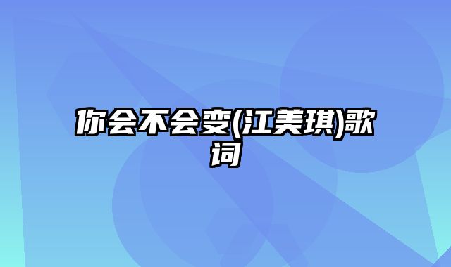 你会不会变(江美琪)歌词