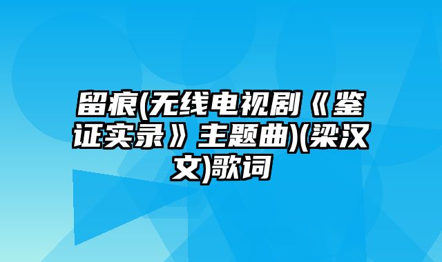 留痕(无线电视剧《鉴证实录》主题曲)(梁汉文)歌词