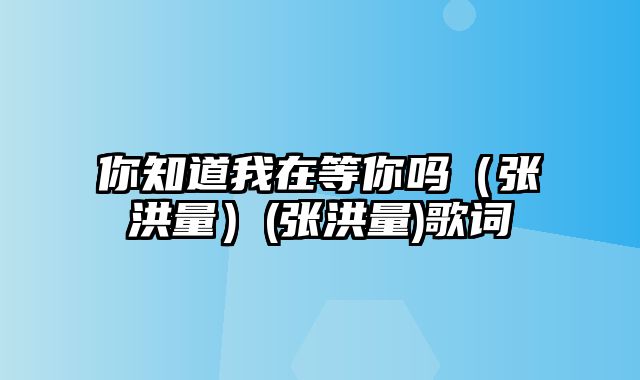 你知道我在等你吗（张洪量）(张洪量)歌词