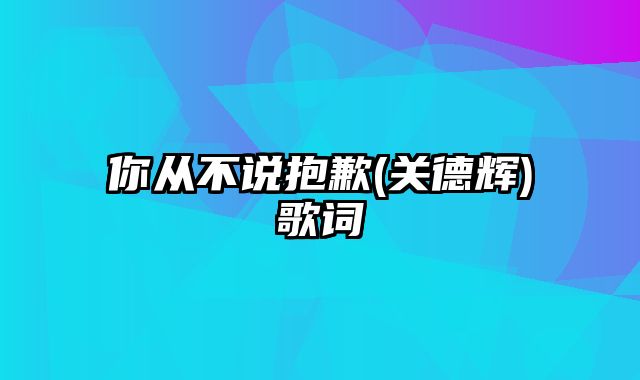 你从不说抱歉(关德辉)歌词