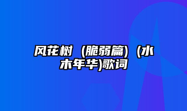 风花树 (脆弱篇) (水木年华)歌词