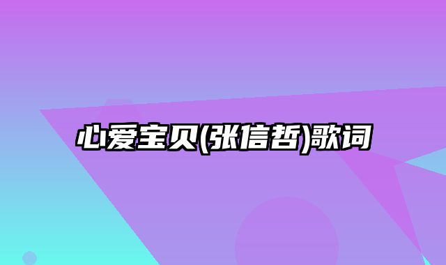 心爱宝贝(张信哲)歌词