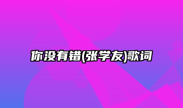 你没有错(张学友)歌词