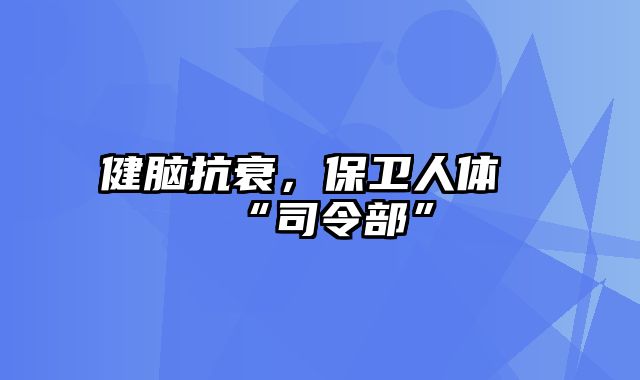 健脑抗衰，保卫人体“司令部”