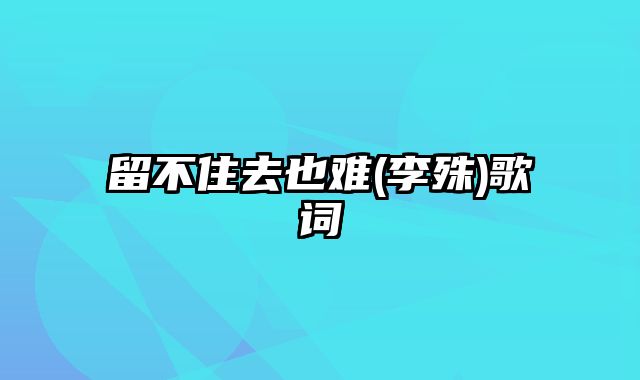 留不住去也难(李殊)歌词