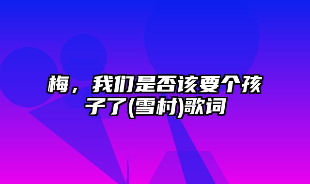 梅，我们是否该要个孩子了(雪村)歌词