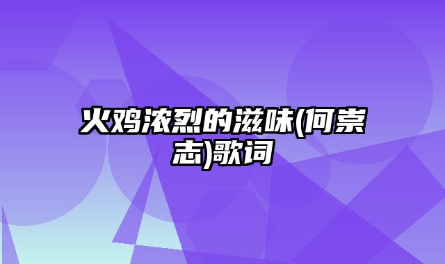 火鸡浓烈的滋味(何崇志)歌词