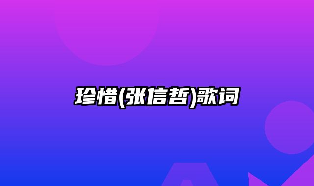 珍惜(张信哲)歌词