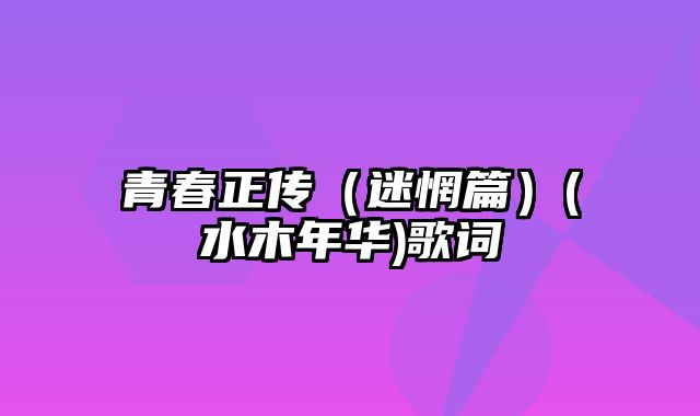 青春正传（迷惘篇）(水木年华)歌词