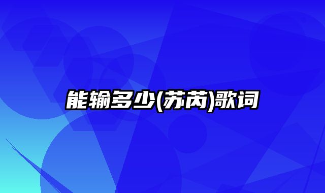 能输多少(苏芮)歌词