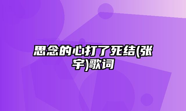 思念的心打了死结(张宇)歌词