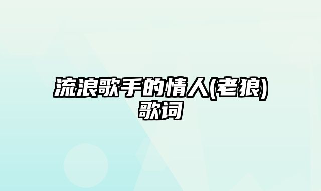 流浪歌手的情人(老狼)歌词