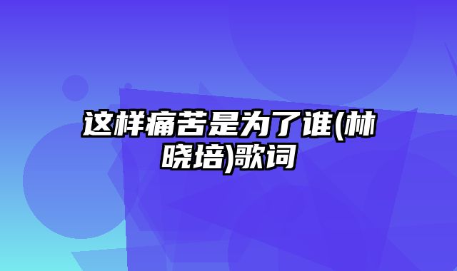 这样痛苦是为了谁(林晓培)歌词