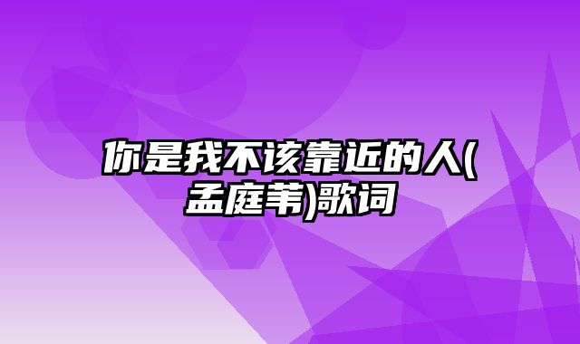 你是我不该靠近的人(孟庭苇)歌词