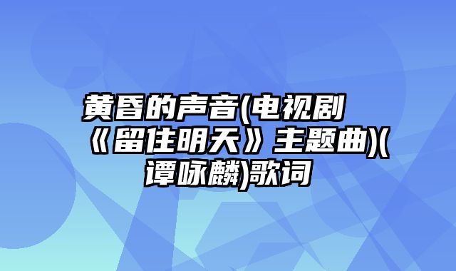 黄昏的声音(电视剧《留住明天》主题曲)(谭咏麟)歌词