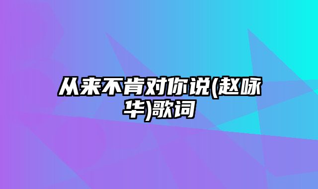 从来不肯对你说(赵咏华)歌词