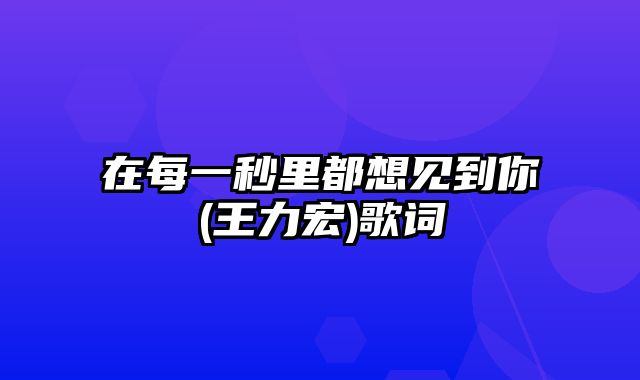 在每一秒里都想见到你(王力宏)歌词