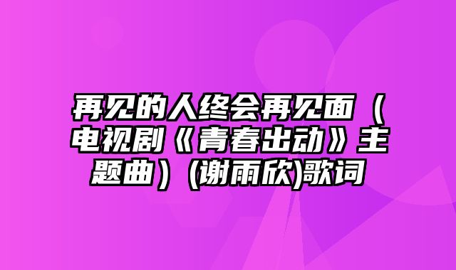 再见的人终会再见面（电视剧《青春出动》主题曲）(谢雨欣)歌词