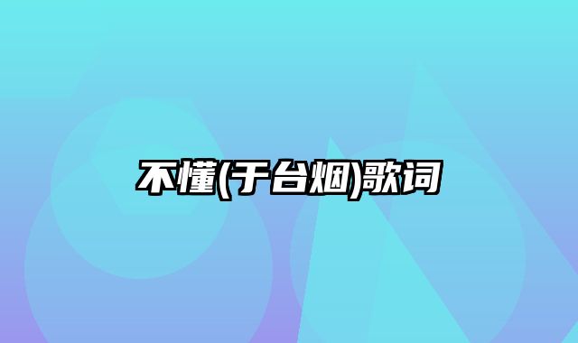 不懂(于台烟)歌词