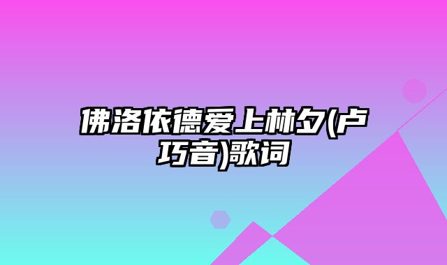 佛洛依德爱上林夕(卢巧音)歌词