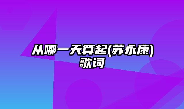 从哪一天算起(苏永康)歌词