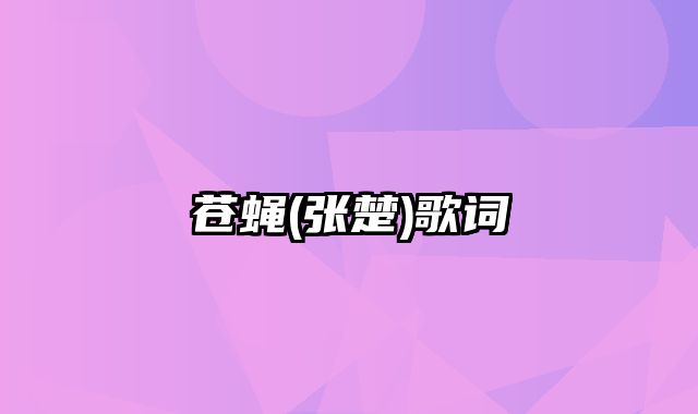 苍蝇(张楚)歌词