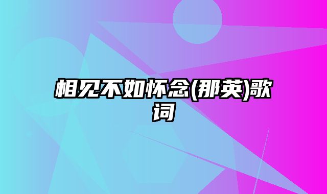 相见不如怀念(那英)歌词