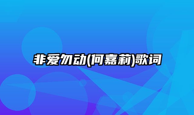 非爱勿动(何嘉莉)歌词