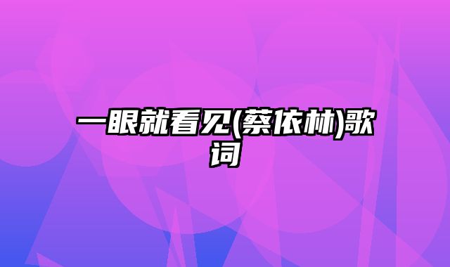 一眼就看见(蔡依林)歌词