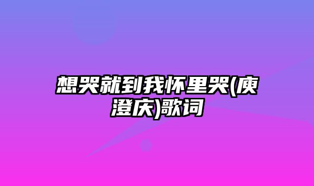 想哭就到我怀里哭(庾澄庆)歌词