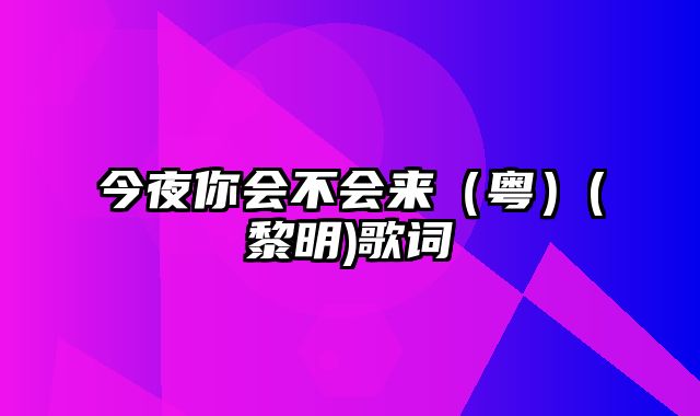 今夜你会不会来（粤）(黎明)歌词