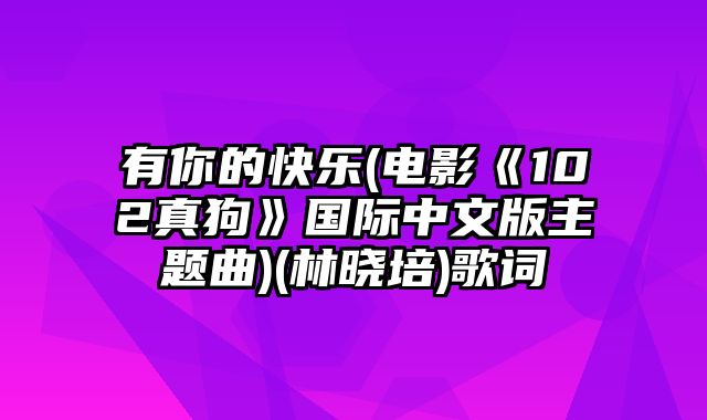 有你的快乐(电影《102真狗》国际中文版主题曲)(林晓培)歌词